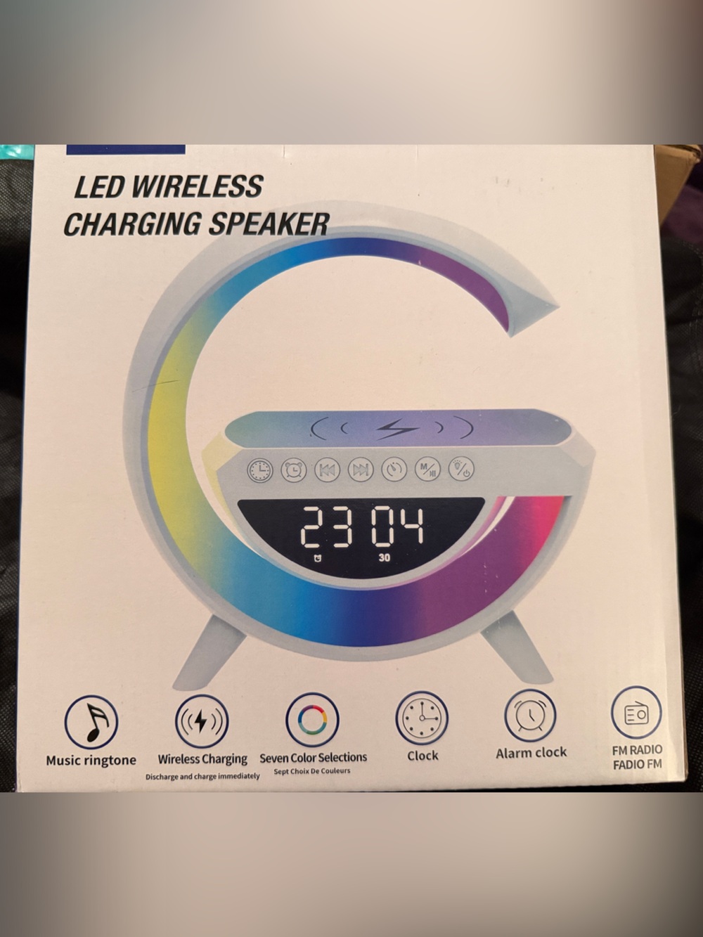 LED Wireless Charging Speaker Alarm Clock - White